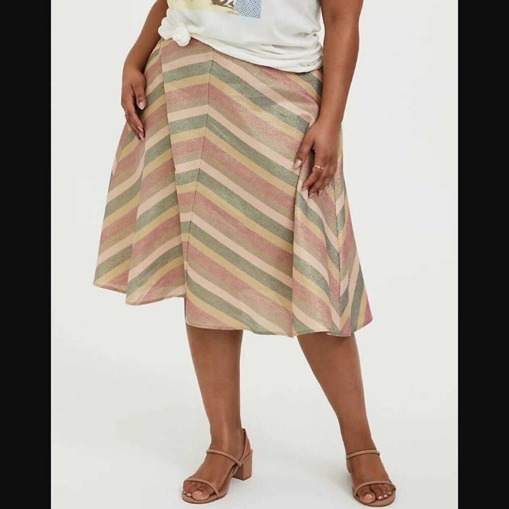 Torrid Multicolor Chevron Lurex A-line Midi Skirt